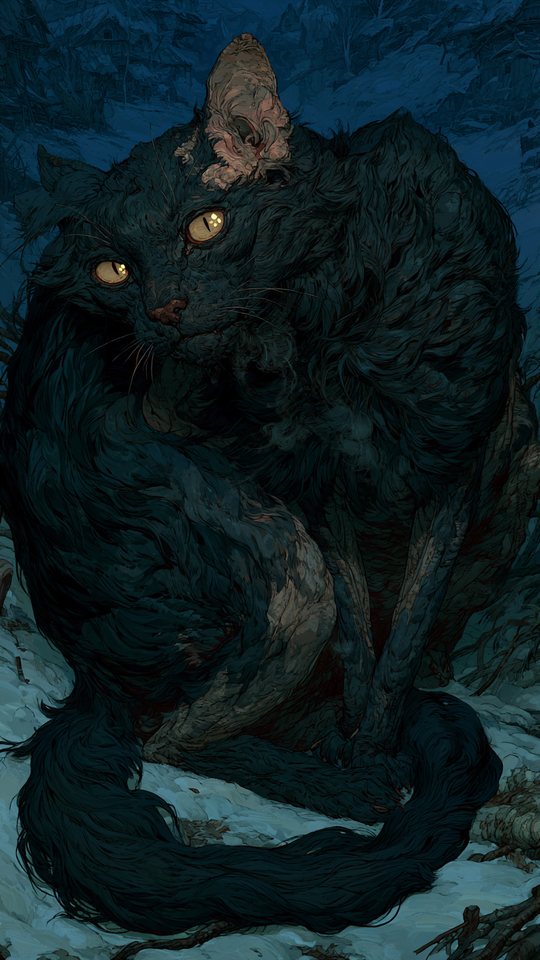 Чёрный кот крупно